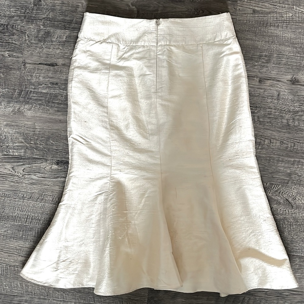 ARMANI COLLEZIONI 100% silk pleated skirt cream with polyester liner IT 6